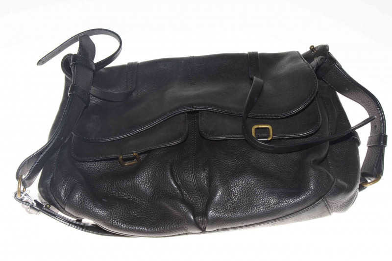 Radley black leather shoulder bag with cover.