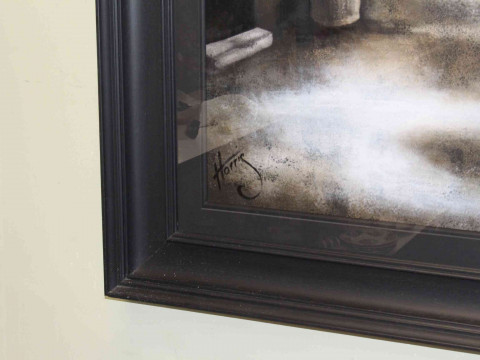 Lou Harris, Off to Meet Grandma, acrylic, signed lower left, 88cm by 87cm, in glazed frame. thumbnail