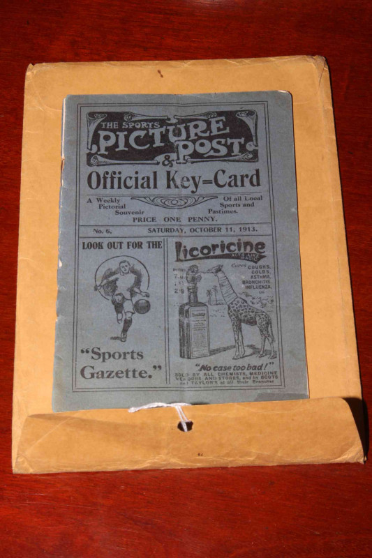 Middlesbrough v West Bromwich Albion 1913, The Sports Picture and Post Football programme.