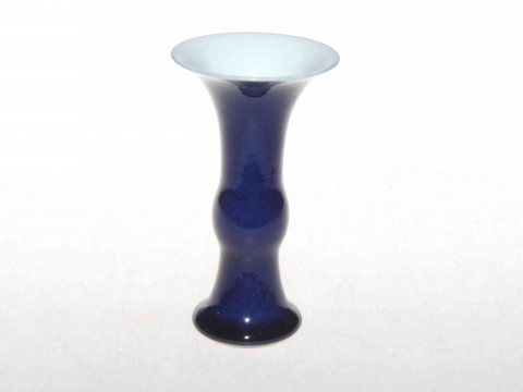Chinese small blue vase, six character mark, 13.5cm.