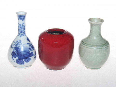 Chinese rouge vase and two others (3).