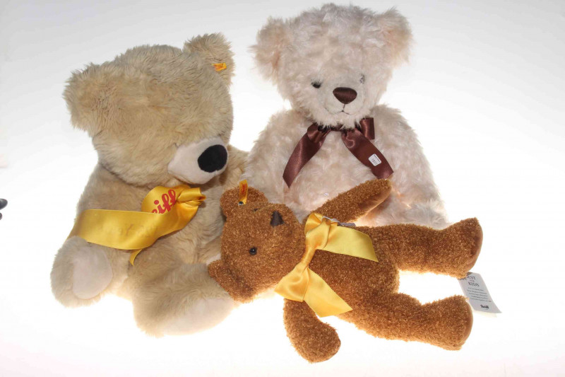 Two Steiff teddy bears and Russ Basil bear (3).