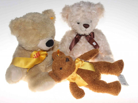 Two Steiff teddy bears and Russ Basil bear (3).