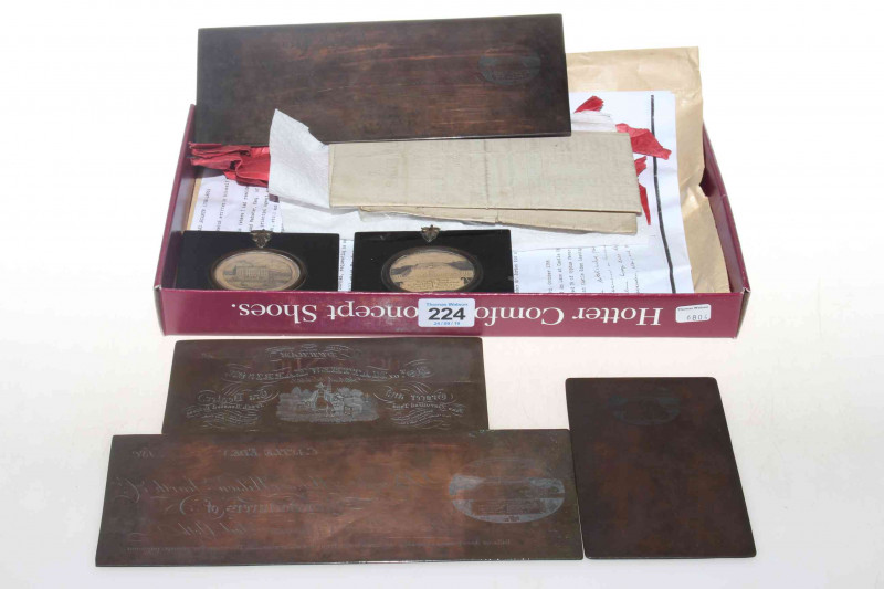 Collection of ephemera, copper plates and two miniatures relating to the Cleveland Tontine Inn.