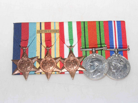 Set of five WWII medals.