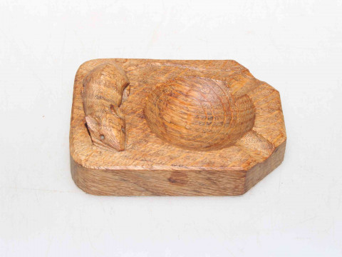 Robert Thompson 'Mouseman' oak ashtray.