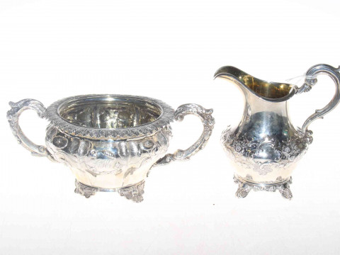William IV silver sugar basin, having ornate embossed and chased decoration,...
