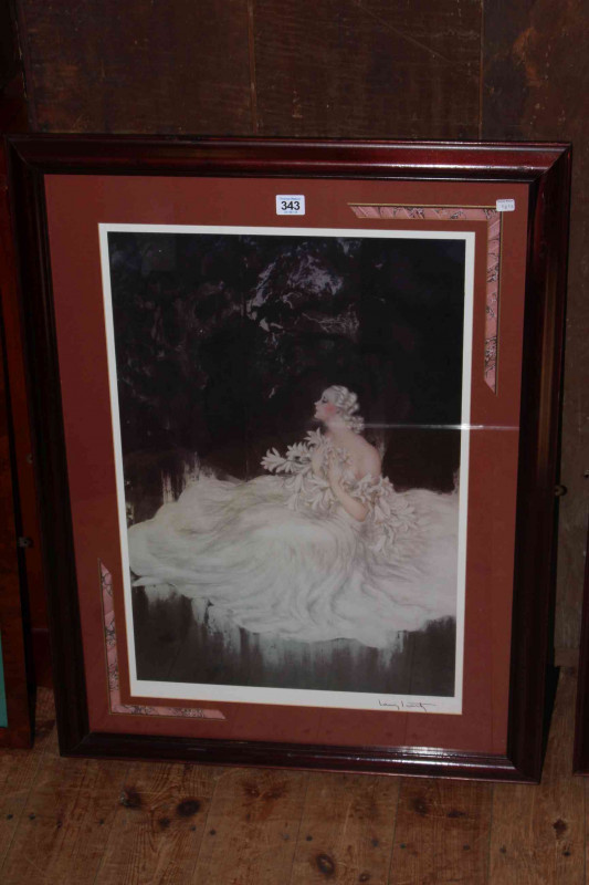 Louis Icart, Lillies, Framed print.