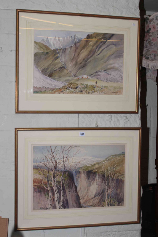 T.B. Young, Landscapes, pair watercolours, both signed, 37cm by 54.5cm, in glazed frames.