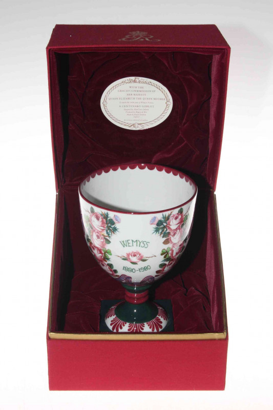 Royal Doulton Wemyss centenary goblet, boxed.
