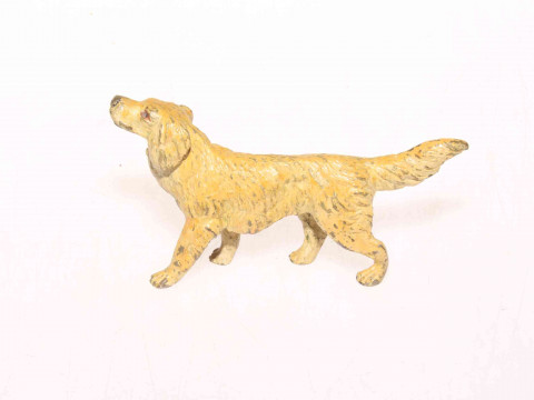 Early 20th Century cold painted bronze retriever dog, 10cm.