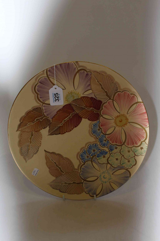 Grays Pottery floral painted charger, 34cm diameter.