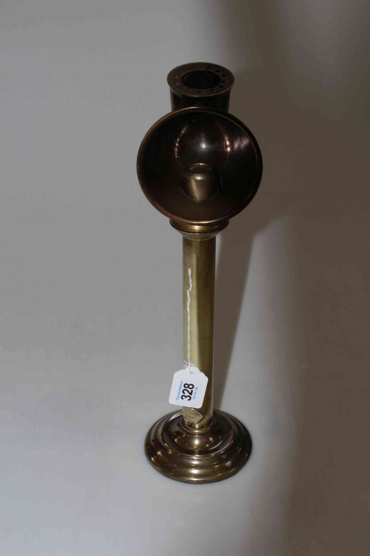 Vintage brass candle reading reflector lamp by A. Barrett & Sons, London 38.5cm.