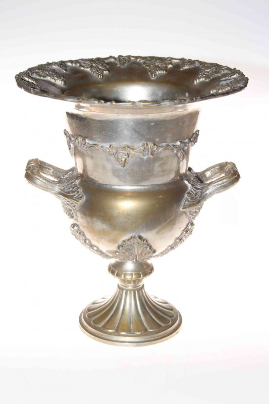 Silver plated urn style wine cooler, 35.5cm high.