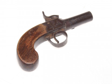 Small flintlock style pocket pistol, 15cm.