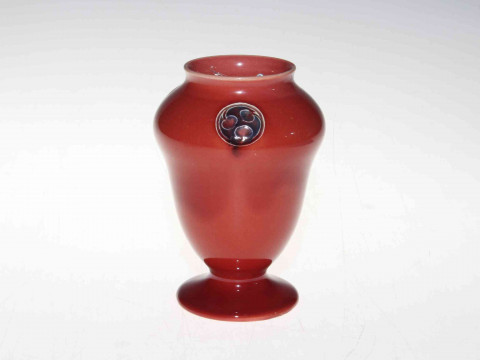 Moorcroft for Liberty Flamminian vase with foliate roundels on red ground,...