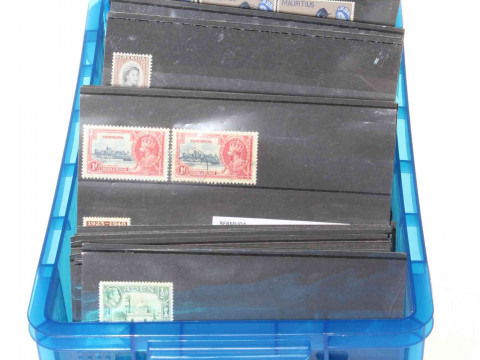 Approximately 380 stock stamp Commonwealth 1840-1970 cards including Cyprus...