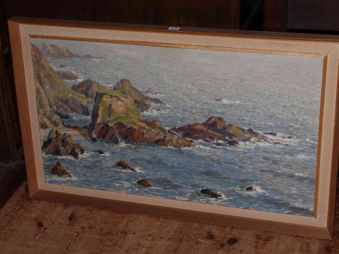 Roy Stringfellow, Seascape, oil on panel, signed lower right, 52cm by...