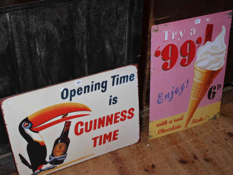 Two signs, Guinness Time and Try a 99.