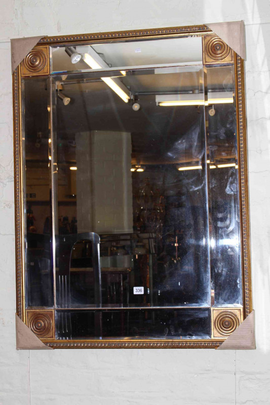 Rectangular gilt framed marginal wall mirror, 100cm by 75cm overall.