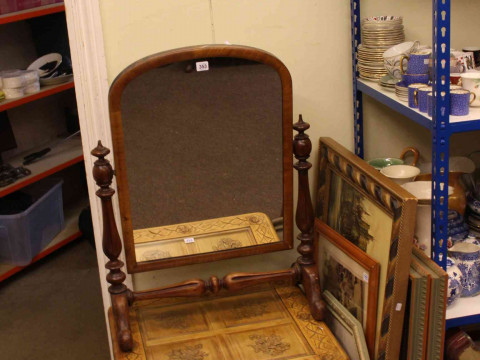 Victorian mahogany toilet mirror, carved coffee table, collection of pictures...