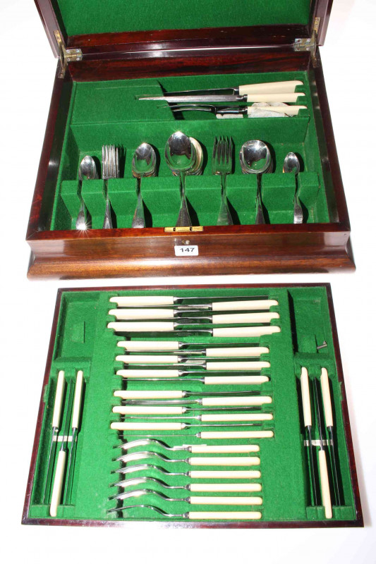 Harrison Fisher & Co. Sheffield EPNS cased cutlery, 46cm by 18cm.