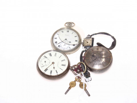 Two silver gents pocket watches, London 1858 and Birmingham 1893, other...