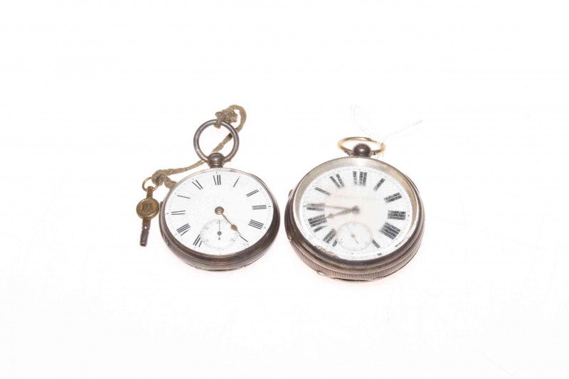 Gents silver pocket watch by Hathern Bros. Manchester, and a second silver watch, both Chester hallmarked.