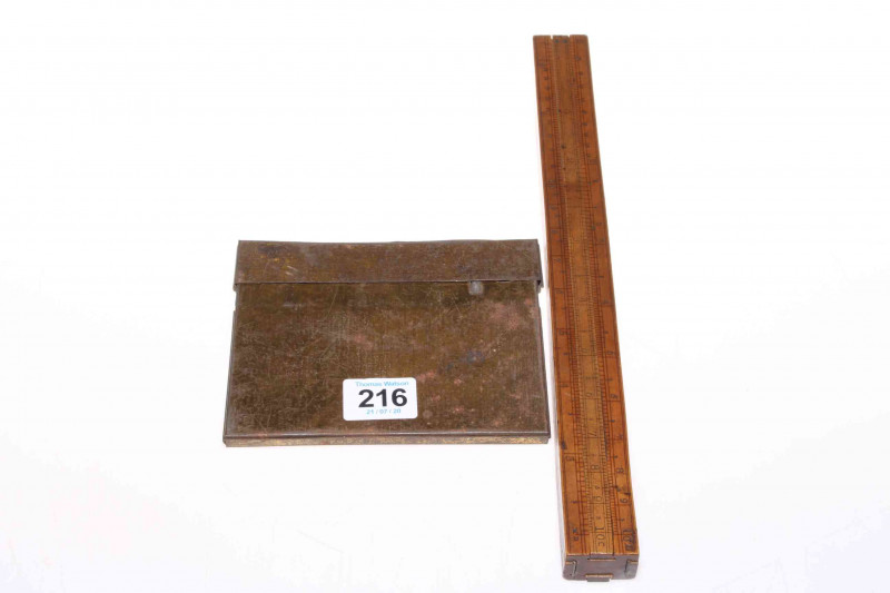 Rare boxwood Excise Duty Rule, Cook, Maker to the Excise Crown Court, Soho, circa 1860, 30cm length; together with pack of musical box replacement combs (2).