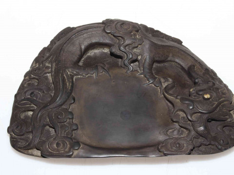 Chinese ink stone with dragon decoration, 24cm.
