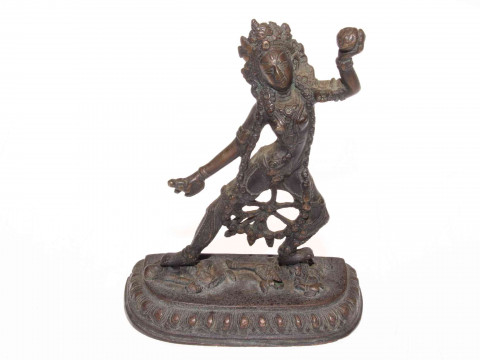 Antique Asian bronze sculpture of dancing figure, 18cm.