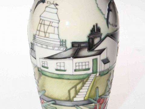Moorcroft Whitby Lighthouse vase, 20cm.
