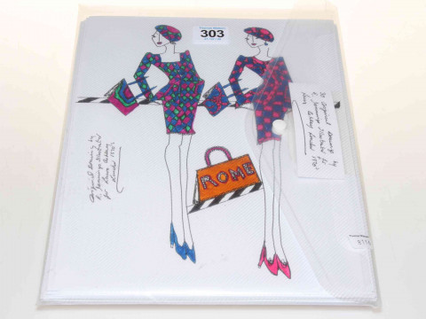 Thirty original drawings by R. Jennings, illustrator for Laura Ashley...