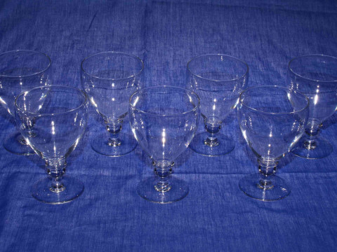Set of seven 19th Century wine glasses.