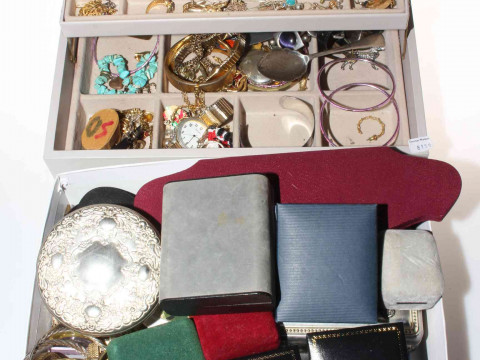 Two boxes of costume jewellery.