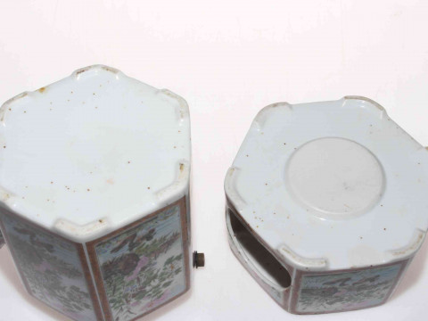 Ornate Chinese teapot and stand. thumbnail