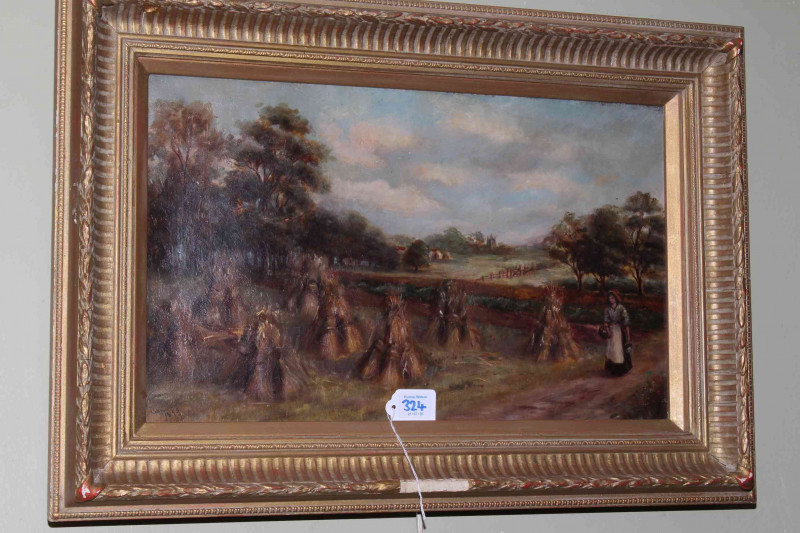 Three gilt framed oils on canvas including pair landscapes.