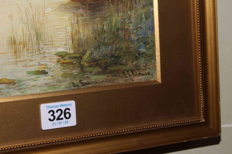 E.A. Krause, On Grasmere, watercolour, signed and titled lower right, 28cm by 21cm, in gilt glazed frame.