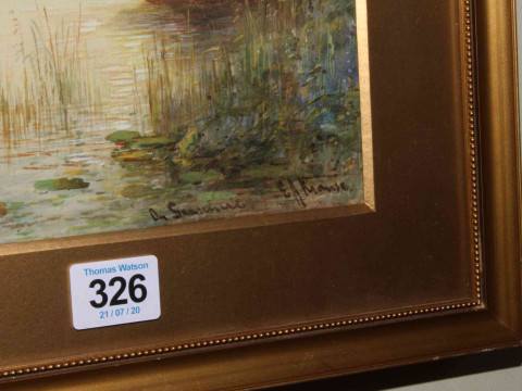 E.A. Krause, On Grasmere, watercolour, signed and titled lower right, 28cm by 21cm, in gilt glazed frame. thumbnail