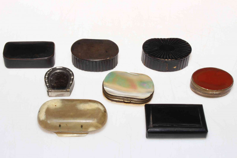 Collection of eight snuff and other small boxes.