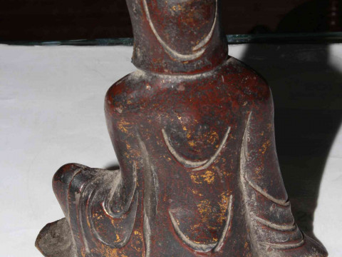 Chinese cast bronze seated female figure, 22cm. thumbnail