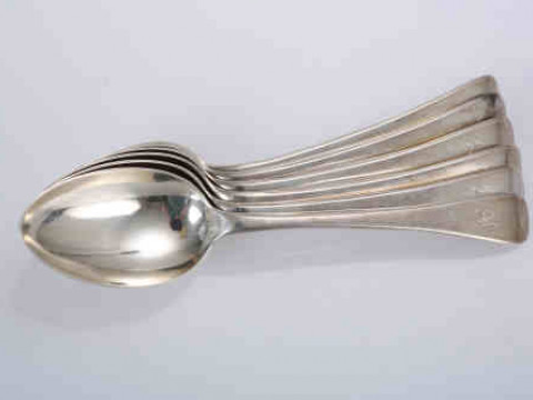 A set of six late Victorian silver dessert spoons, John Round, Sheffield...