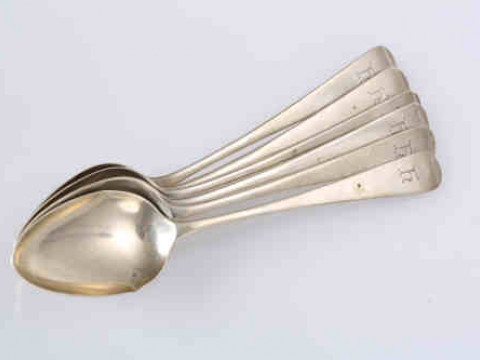 A set of six late Victorian silver dessert spoons, George Jackson & David...