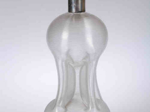 A late Victorian silver and cut glass ''cluck cluck'' decanter, Mappin...