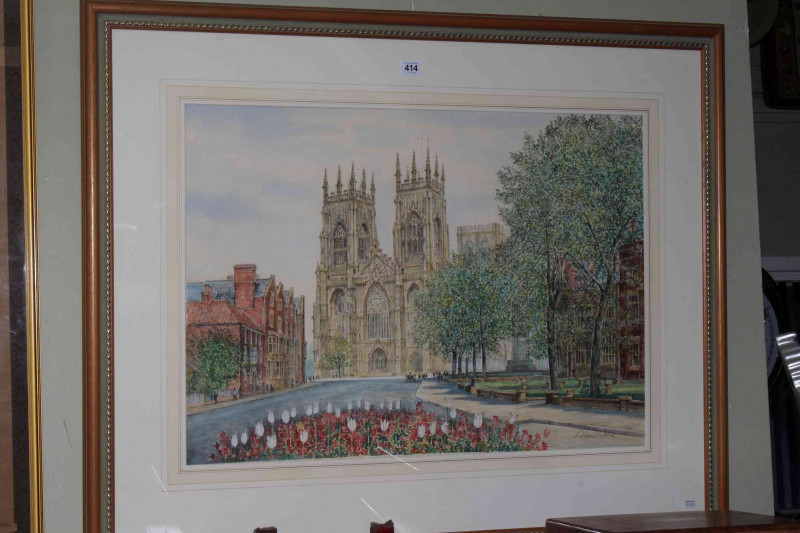 Alan Stuttle, York Minster, watercolour, signed lower right, 53cm by 73cm, in contemporary glazed frame.