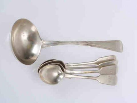 A George III silver sauce ladle, Eley, Fearn & Chawner, London 1809, Old...
