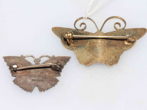 David Anderson, Norway silver and enamel butterfly brooch, 4.5cm across, and a smaller silver enamel brooch (2). thumbnail