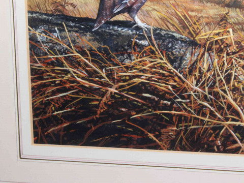 Alan M. Hunt, Grouse in Landscape, watercolour, signed lower left, 21cm by 29cm, in gilt glazed frame. thumbnail
