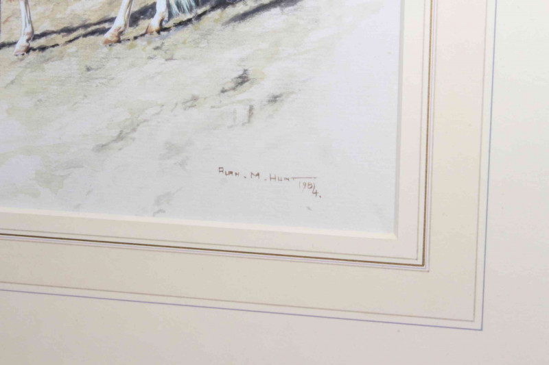 Alan M. Hunt, White Horse in Landscape, watercolour, signed and dated 1984 lower right, 19cm by 28cm, in glazed frame.