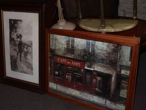 Collection of nineteen decorative pictures and mirrors including Alderson Sisters prints. thumbnail